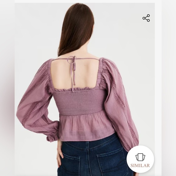 AMERICAN EAGLE WOMEN PURPLE SQUARE NECK SMOCKED PEASANT TOP
XL - Picture 3 of 15